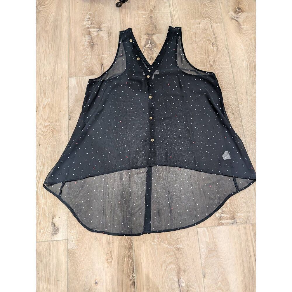 Decree XL Sheer Polka Dot High Low Tunic Tank Black Sleeveless Festival Punk Emo